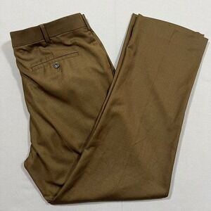 Roundtree & Yorke TravelSmart Dress Pants Flat Front Business Brown Men's 36x30